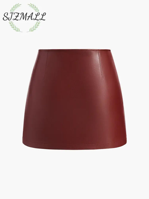 A-Line Faux Leather Mini Skirt