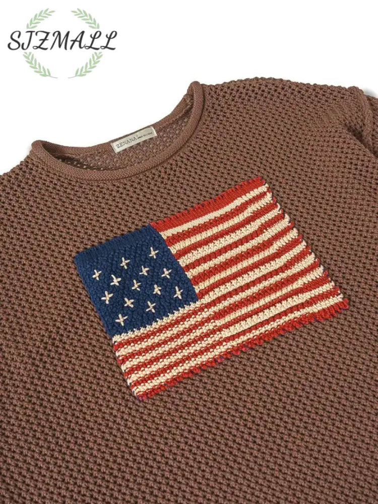 American Flag Crew Neck Sweater
