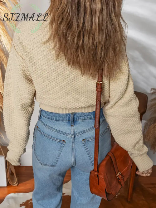 Button Front Cropped Cardigan