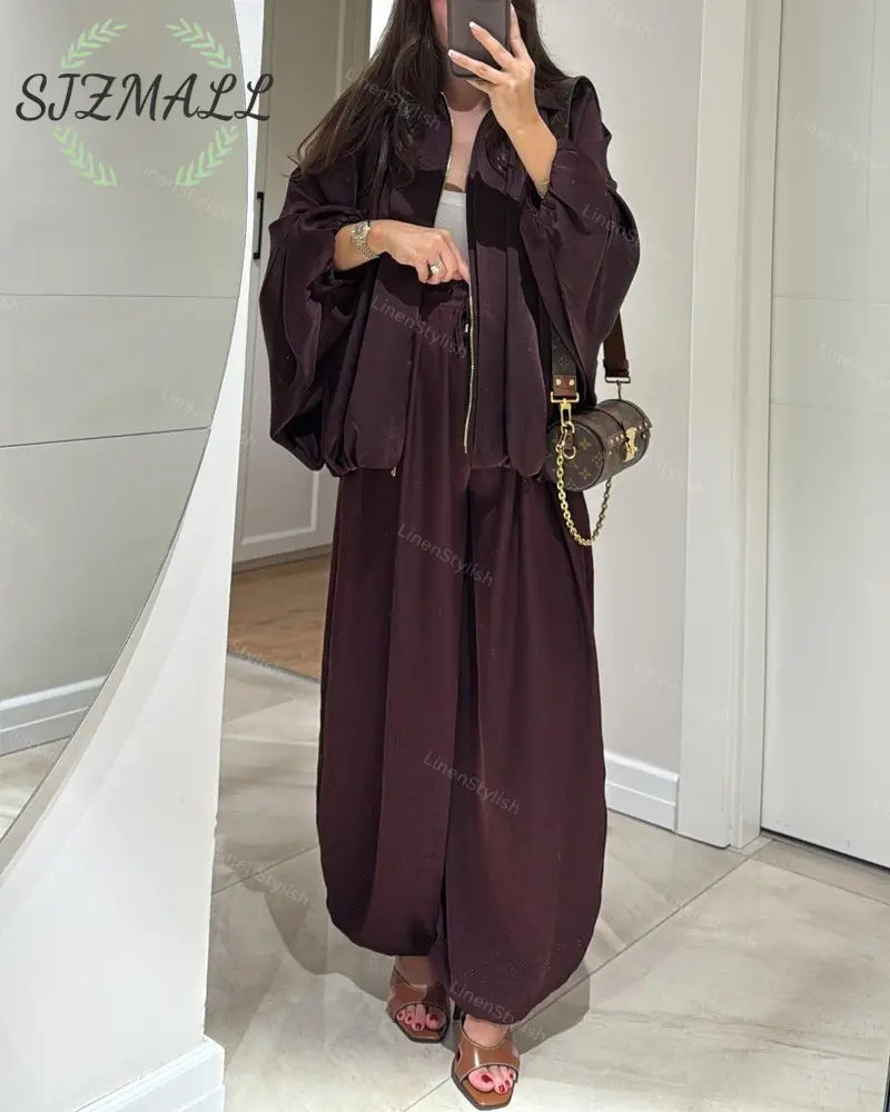 Casual Zip Jacket & Pants Two-Piece Set