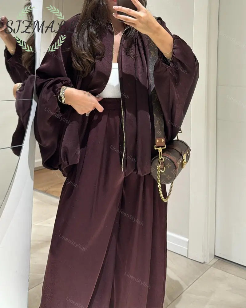 Casual Zip Jacket & Pants Two-Piece Set