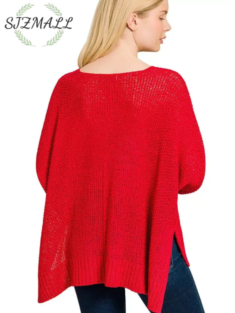 Dolman Sleeve V-Neck Sweater