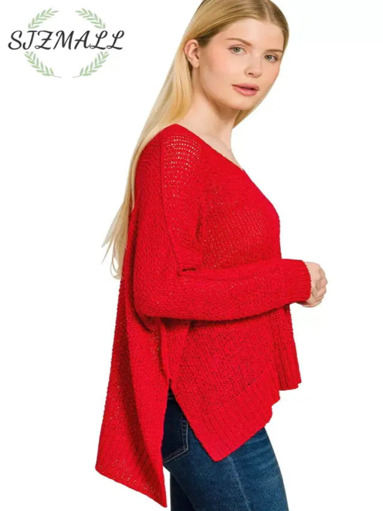 Dolman Sleeve V-Neck Sweater