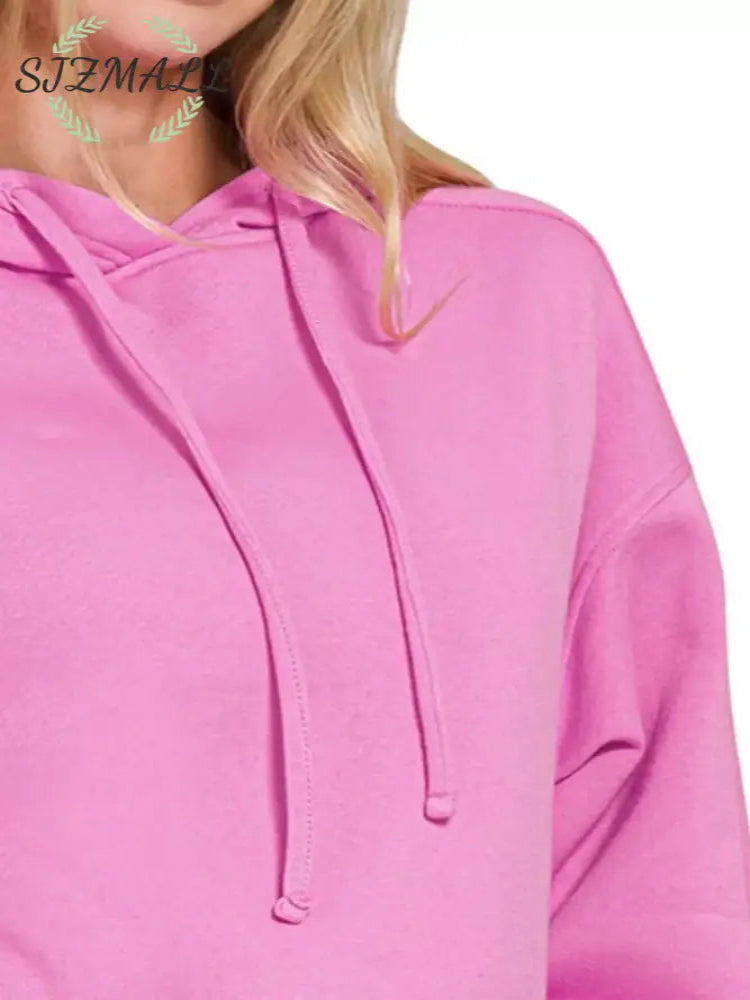 Drawstring Relaxed Fit Fleece Hoodie