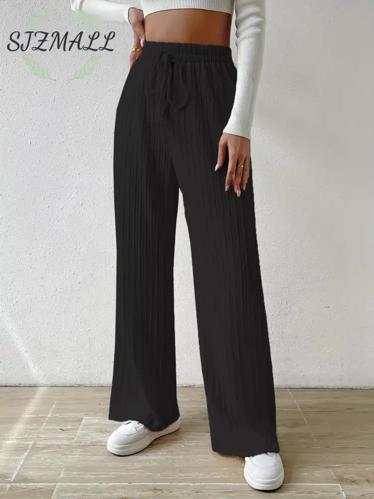 Drawstring Wide Leg Pants