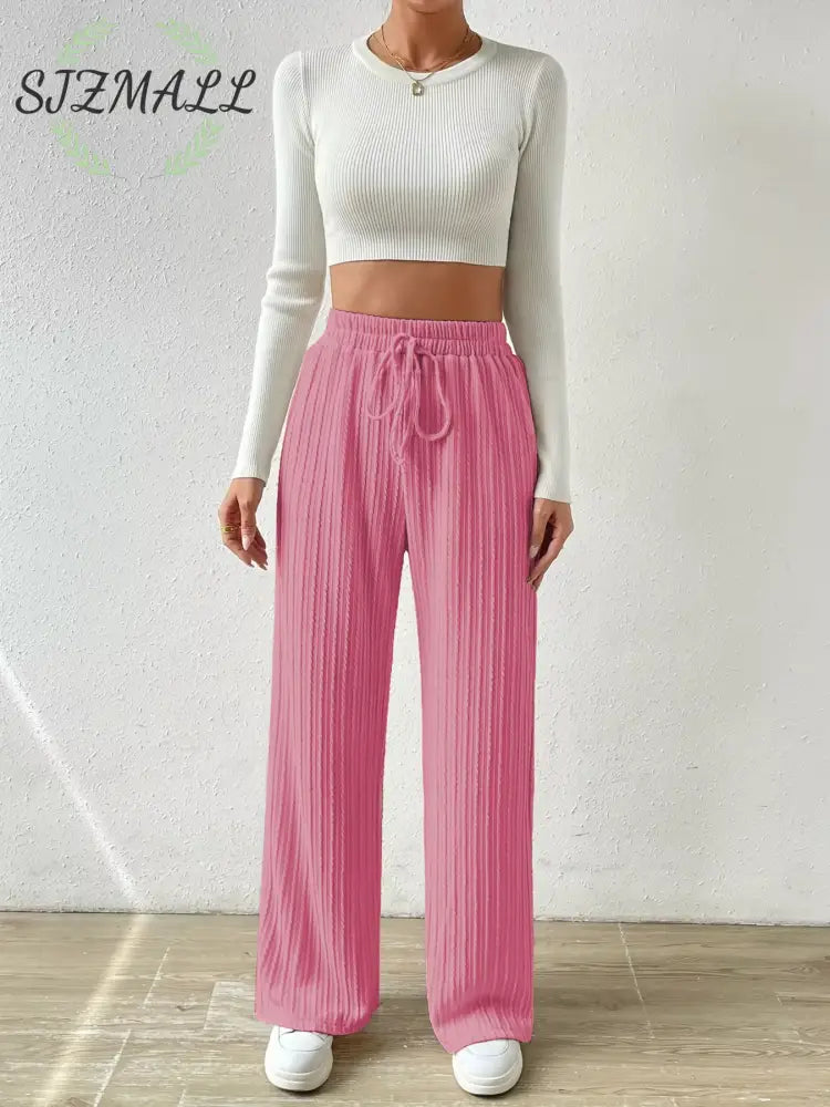 Drawstring Wide Leg Pants