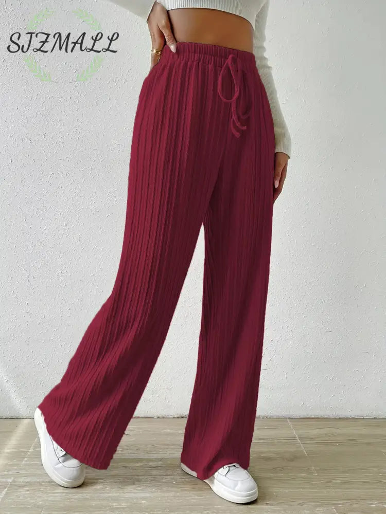 Drawstring Wide Leg Pants