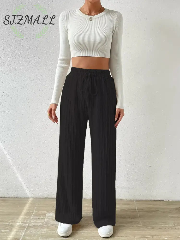 Drawstring Wide Leg Pants