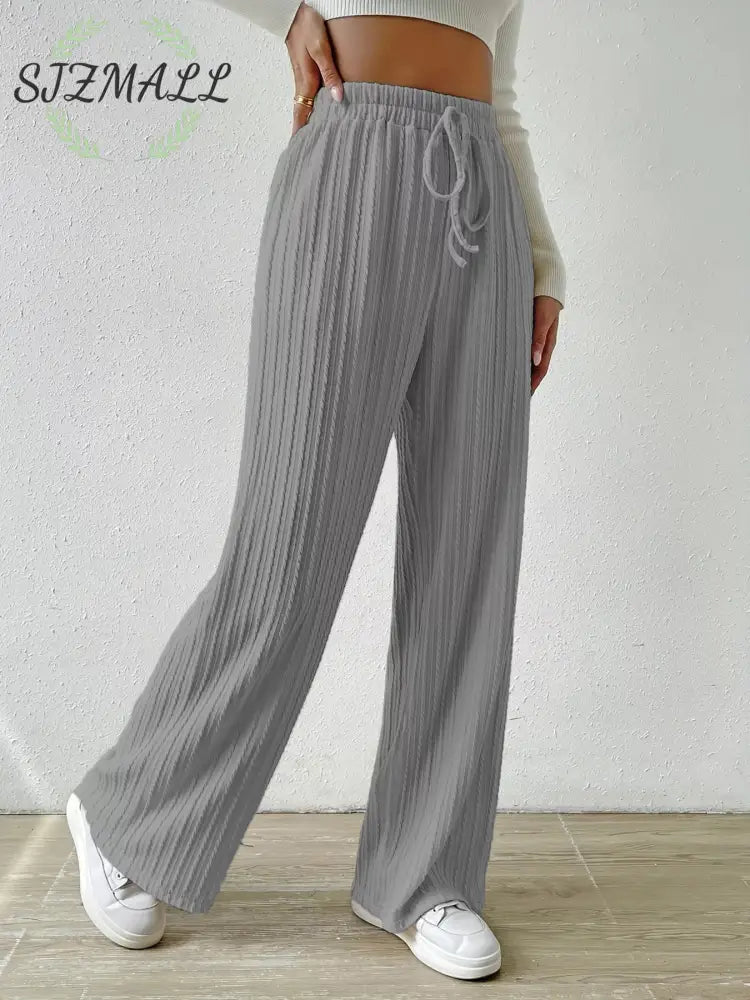 Drawstring Wide Leg Pants