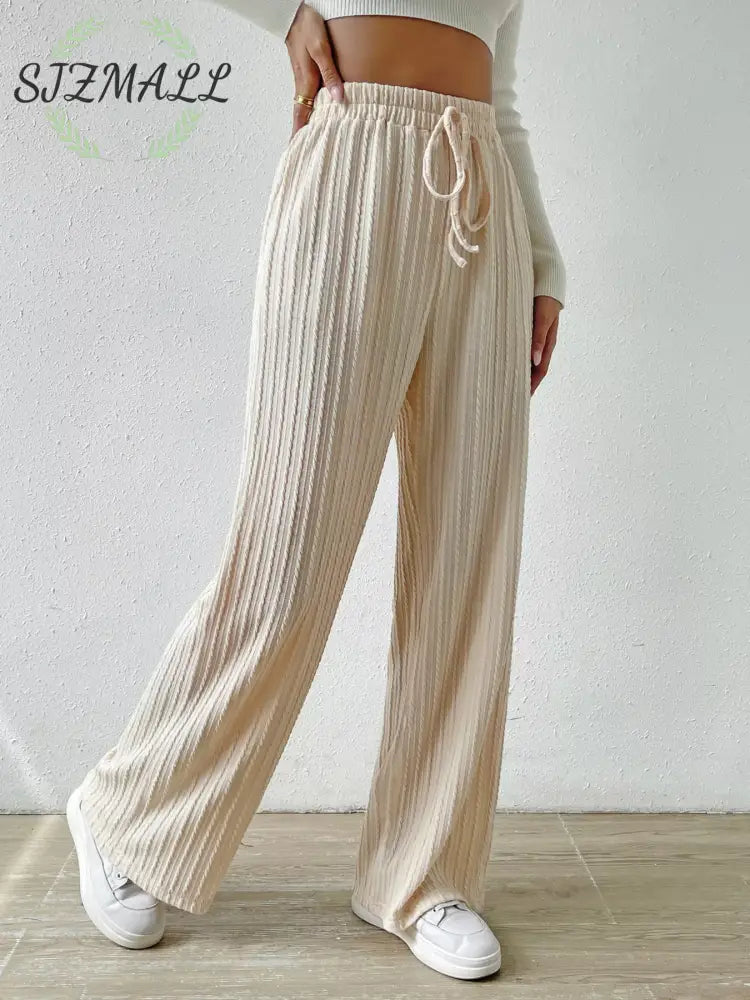 Drawstring Wide Leg Pants