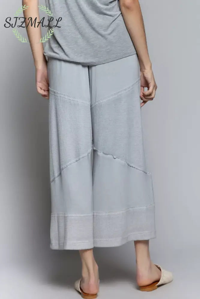 Elastic Waistband Wide Leg Pants with Drawstring