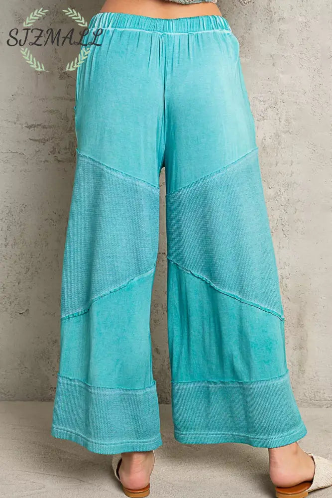 Elastic Waistband Wide Leg Pants with Drawstring