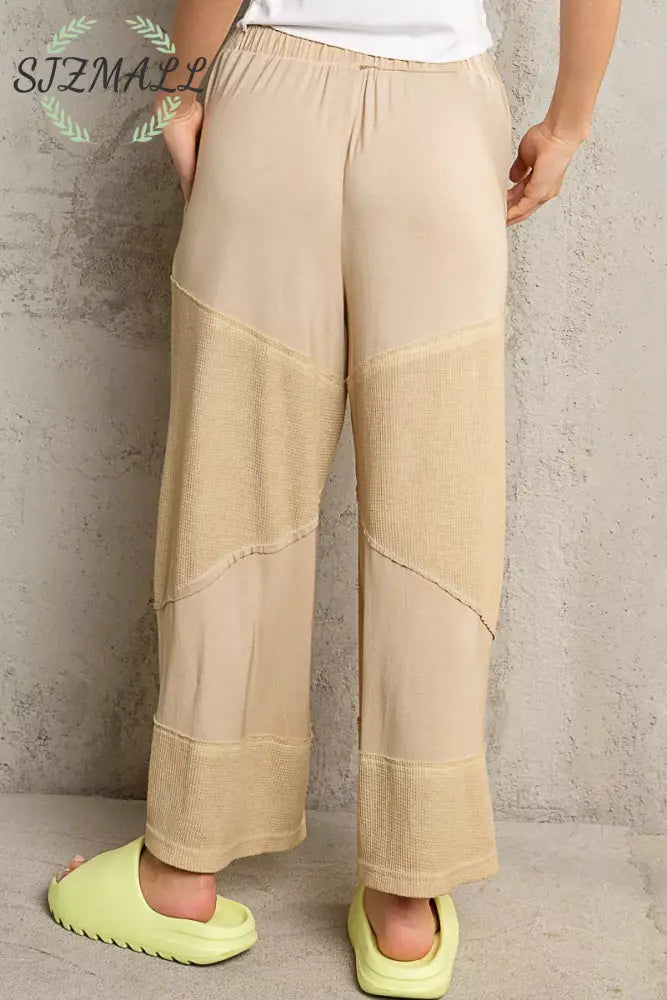 Elastic Waistband Wide Leg Pants with Drawstring