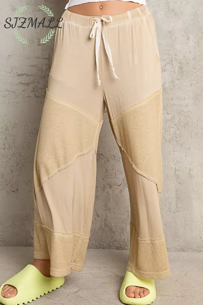 Elastic Waistband Wide Leg Pants with Drawstring