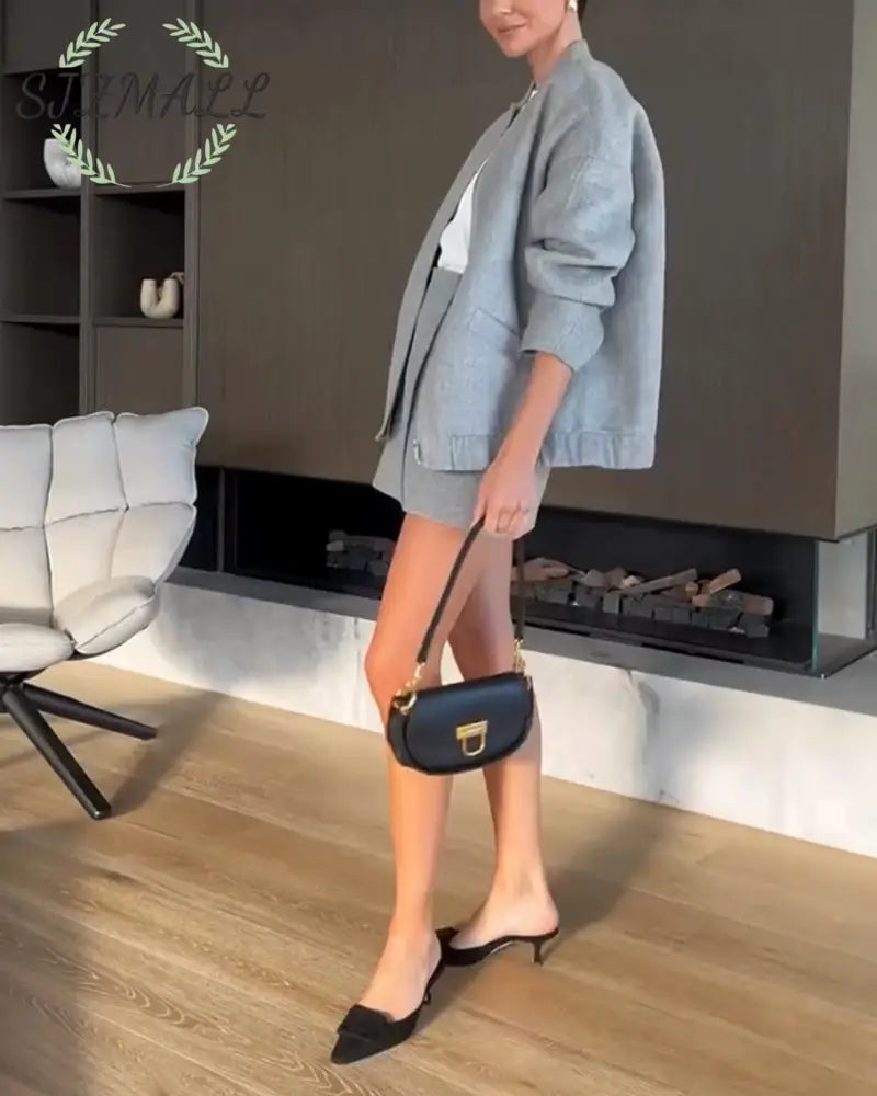 Fashion All-Match Jacket & Overskirt Two-Piece Set