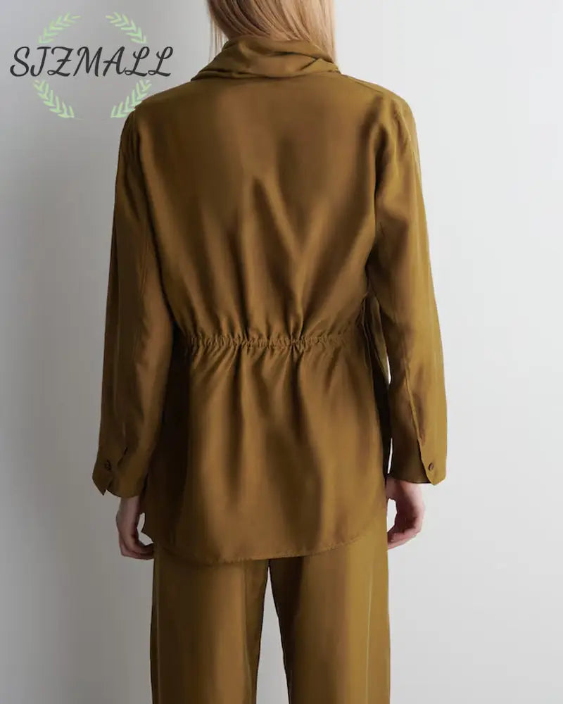 Fashionable Commuter Shirt & Pants Two-Piece Set