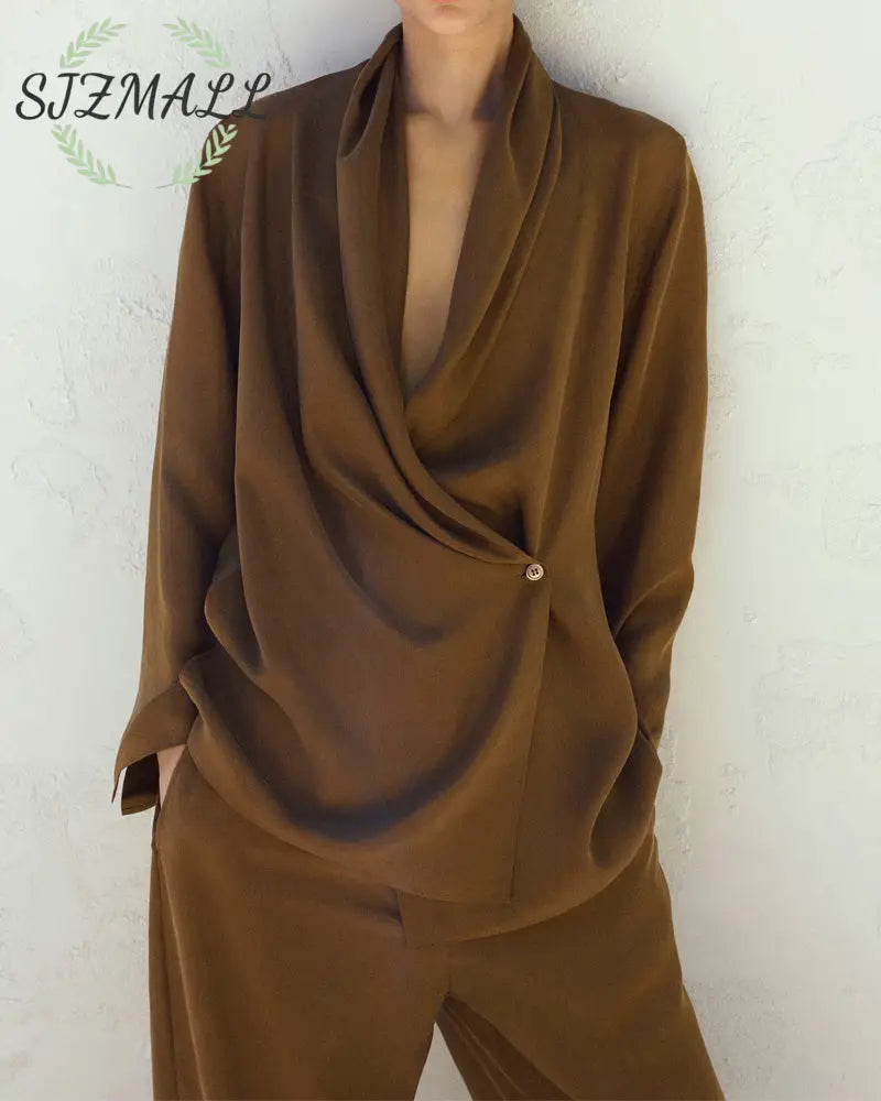 Fashionable Commuter Shirt & Pants Two-Piece Set
