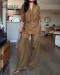 Fashionable Commuter Shirt & Pants Two-Piece Set - Aspicture / S
