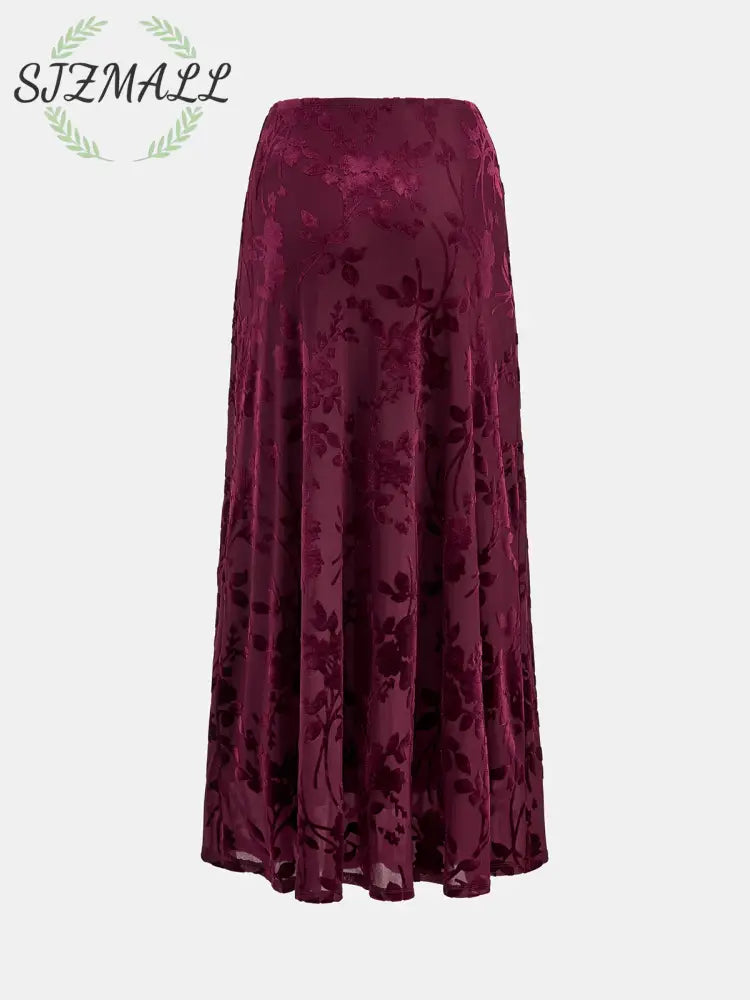 Floral Jacquard Mesh Maxi Skirt