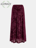 Floral Jacquard Mesh Maxi Skirt - Burgundy / XS