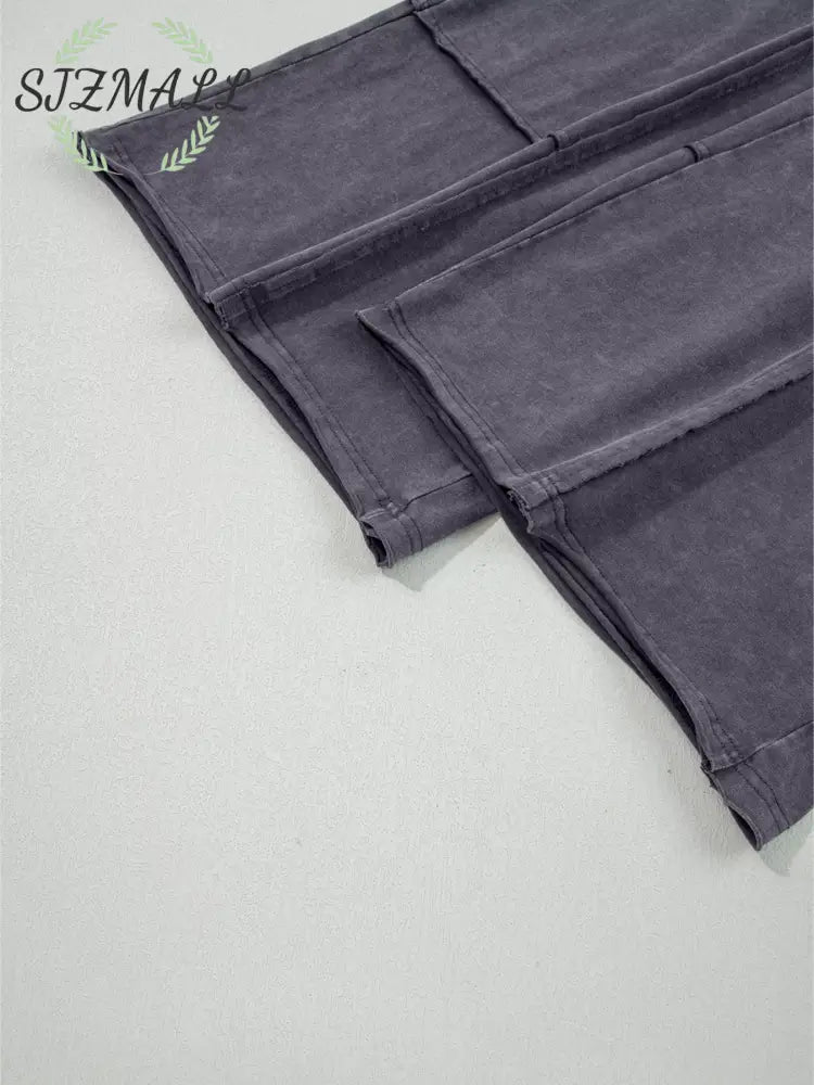 Flower Patch Mineral Washed Terry Knit Cropped Wide Leg Pants