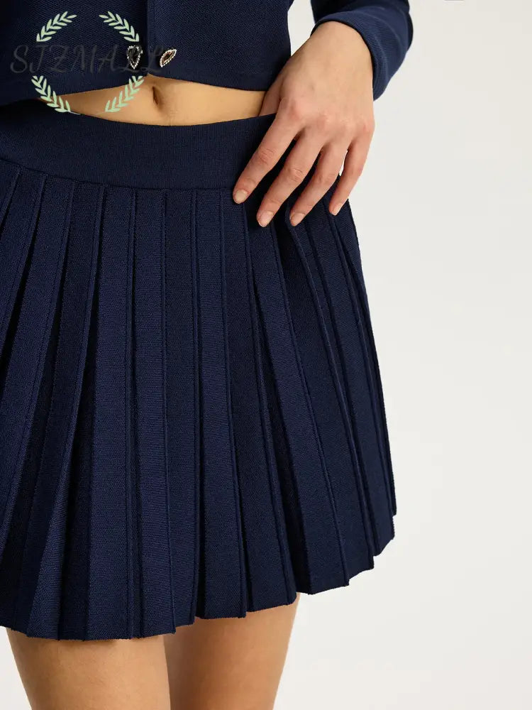 Knit Pleated Mini Skirt