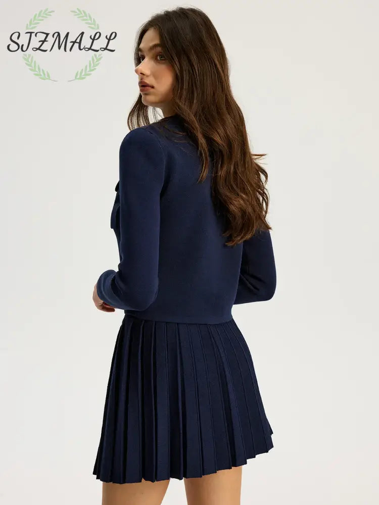 Knit Pleated Mini Skirt
