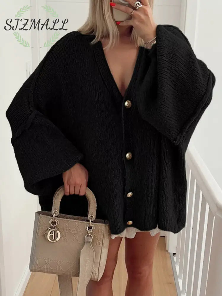 Oversized Knit Button Up Cardigan