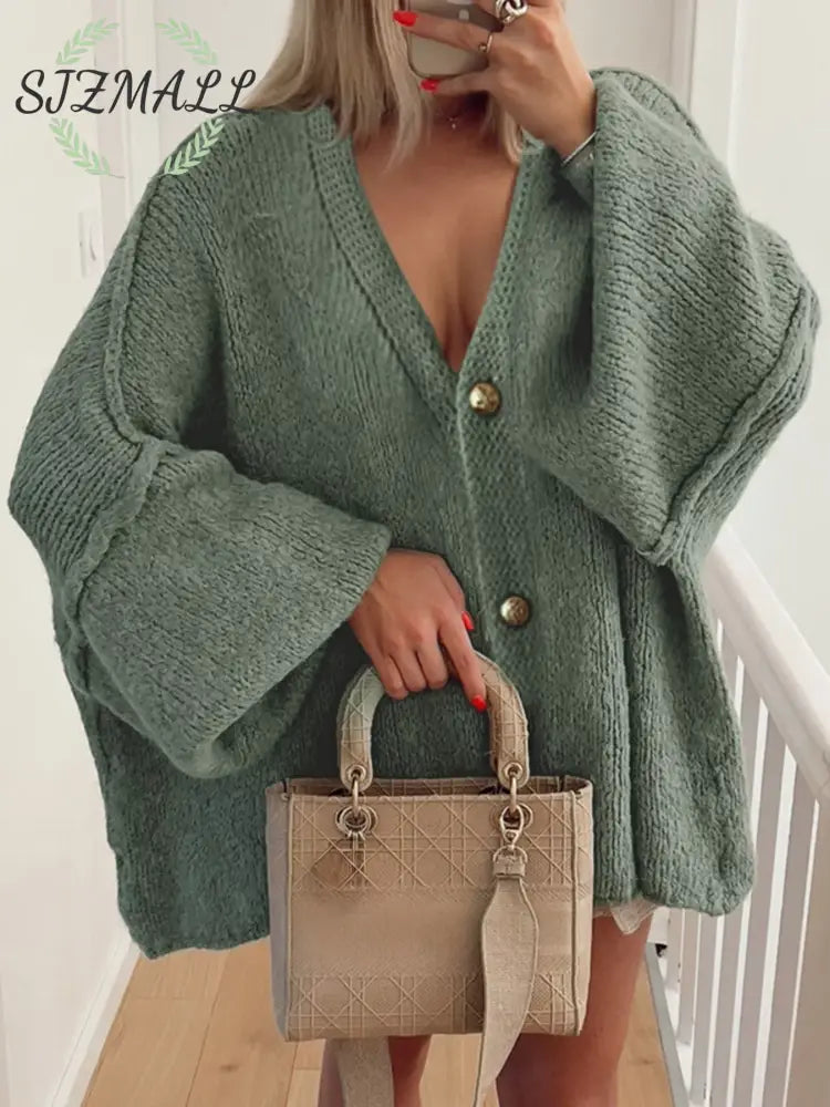 Oversized Knit Button Up Cardigan