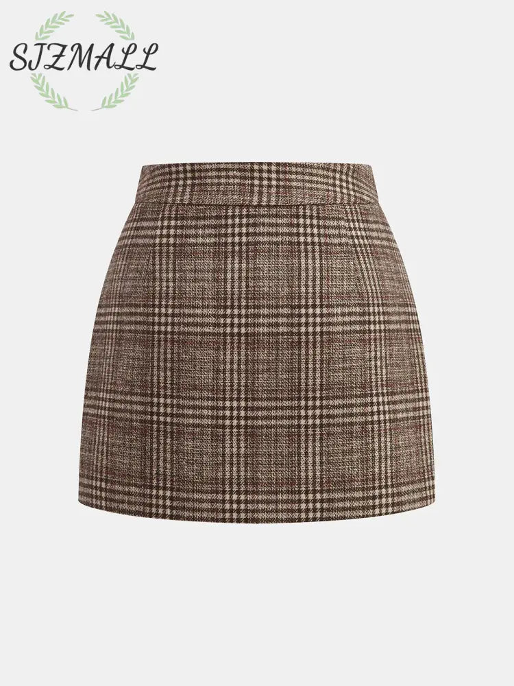 Plaid Tweed Mini Skirt