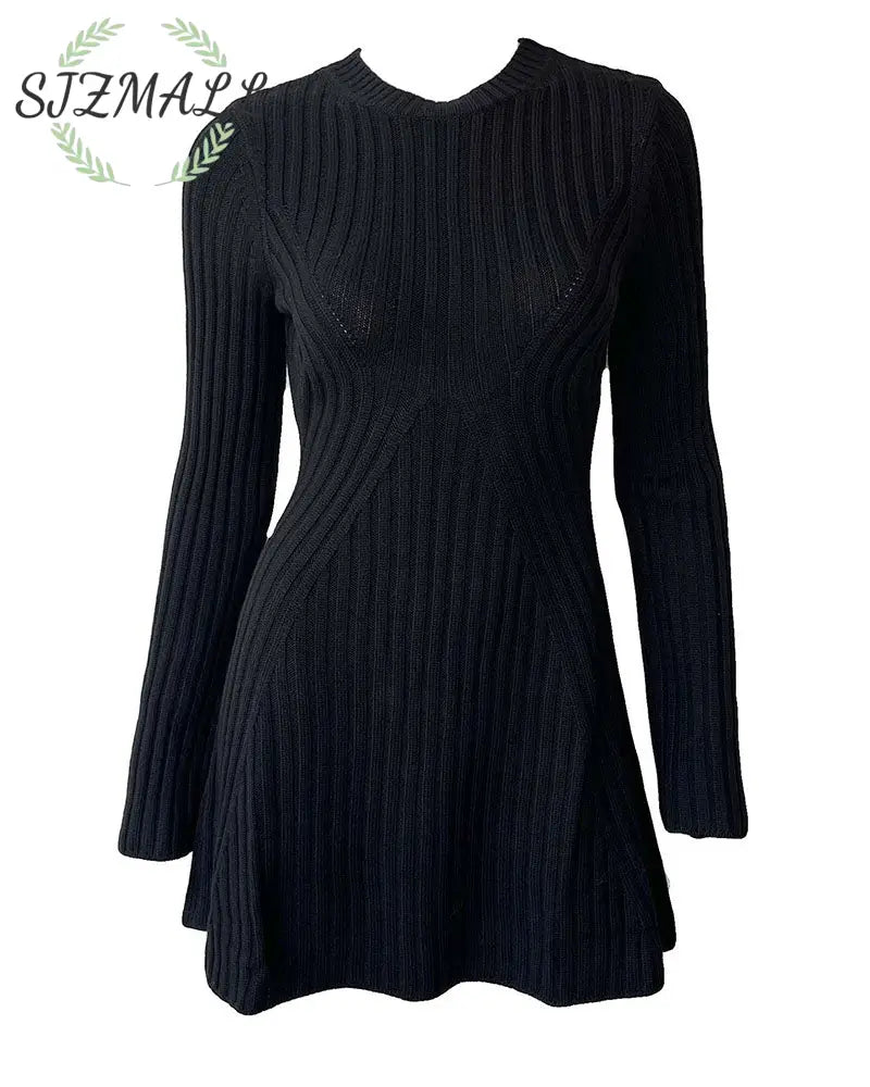 Slit bell sleeve sweater dress