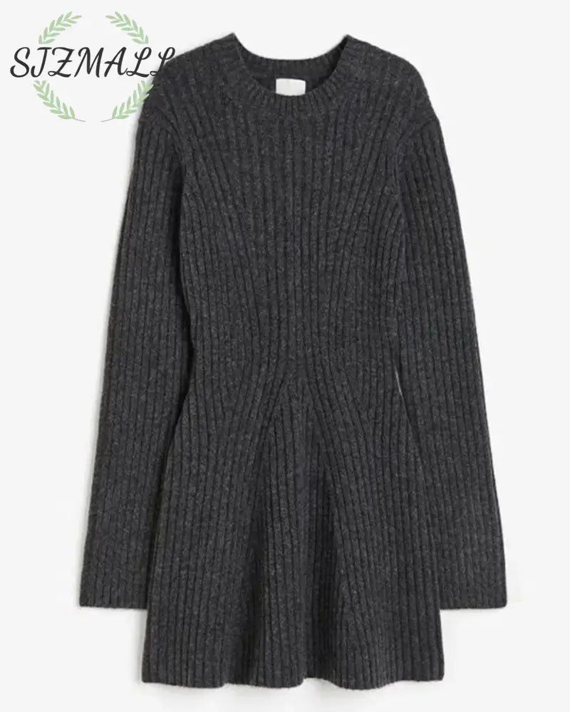 Slit bell sleeve sweater dress