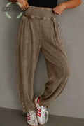 Vintage Wash High-Waisted Balloon Pants - Camel / S