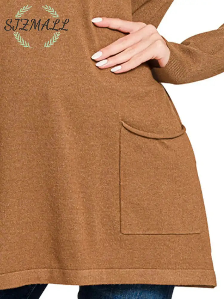 Viscose Long Sleeve Front Pockets Sweater