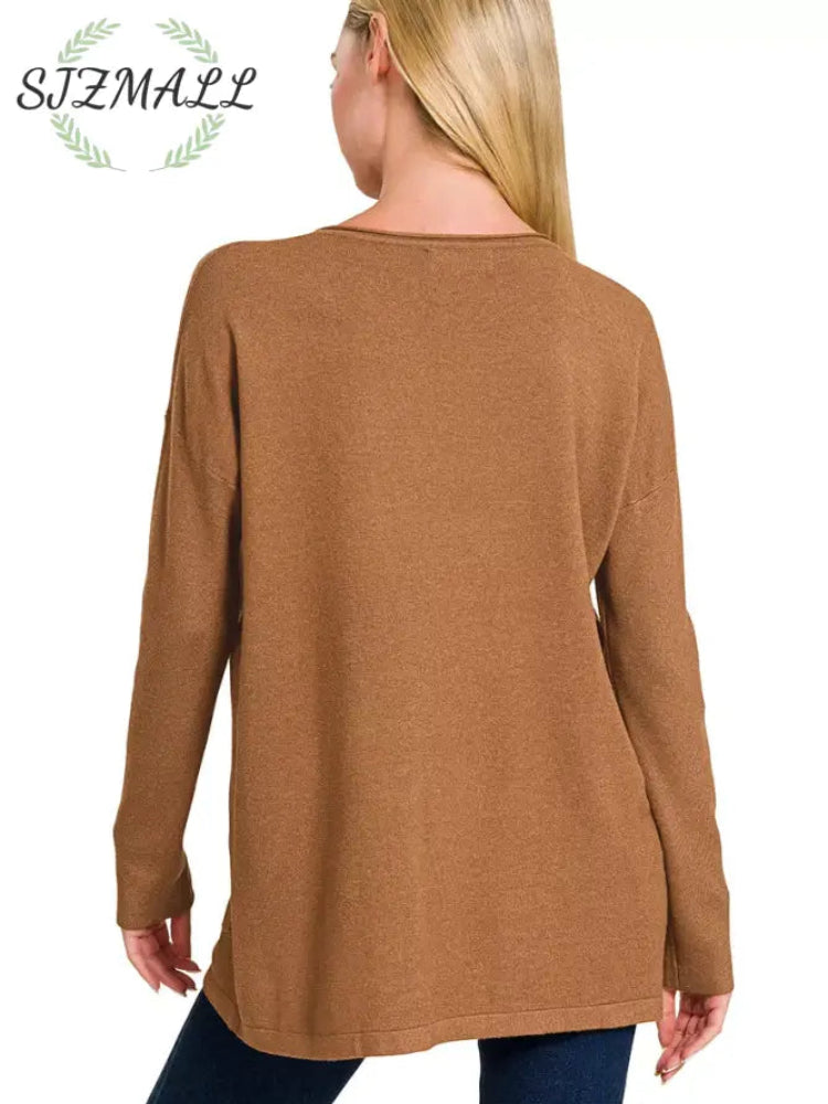 Viscose Long Sleeve Front Pockets Sweater