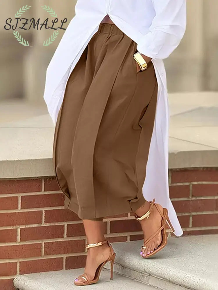 Wide Leg Pleated Detail Pants