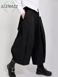 Wide Leg Pleated Detail Pants - Black / S